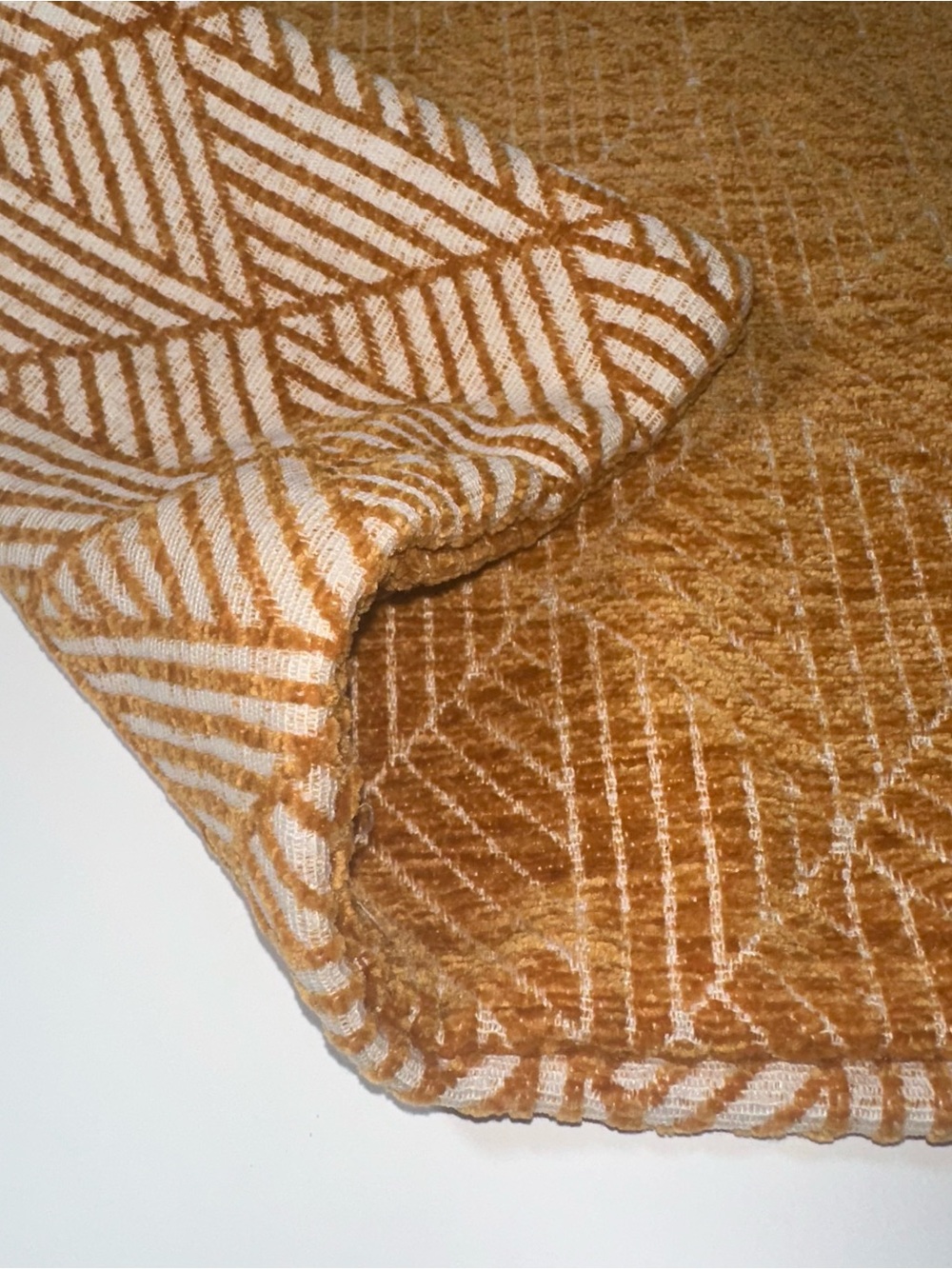 Freshmint Orange Golden Cream Velvety Geometric Triangles Pillow Cover 14” X 24”